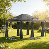 13' x 10' Dark Grey Soft-Top Steel Gazebo with Removable Curtains