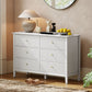 Double Chest of Drawers, Modern 6 Drawer Dresser for Bedroom, Living Room, Hallway, Closet, White