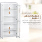 Freestanding Kitchen Pantry, Buffet Cabinet, 5-tier Storage Cabinet with Adjustable Shelves and 2 Glass Doors, White