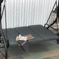 Convertible Patio Swing Bed with Canopy and Cushions, 3 Seater Porch Swing for Outdoor, Backyard, Garden, Beige