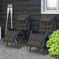 Folding Garden Chairs Set of 2, Reclining Zero Gravity Chair, Sun Lounger with Cushion and Headrest, Khaki