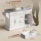 Rolling Kitchen Island with Storage and Stainless Steel Top, Kitchen Trolley with Drawers, Cabinets, Towel Rack
