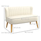 Modern 2 Seat Sofa for Bedroom, Upholstered Two Seater Couch with Rubber Wood Legs, Cream White