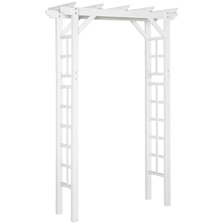 85" White Wooden Garden Arbour with Trellis