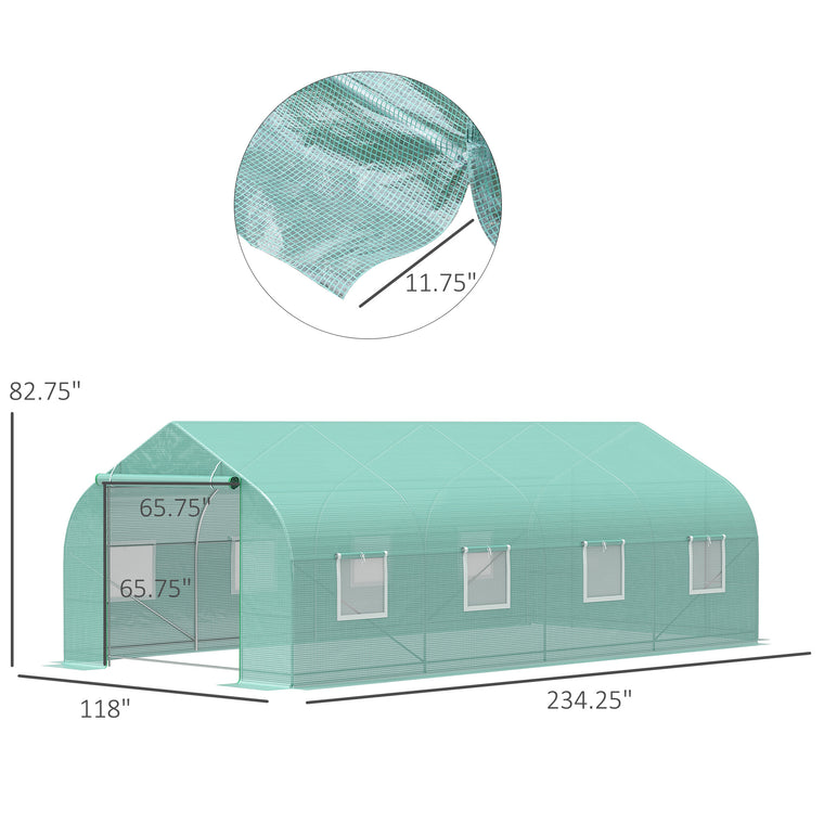 20' x 10' x 7' Green Steeple Walk-In Greenhouse with Anchors