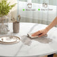 35" Round Dining Table, Modern Dining Room Table with Steel Frame, Space Saving Small Kitchen Table, White Marble