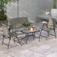 Outdoor 4 Pieces Patio Furniture Set, Garden Set with Two Foldable Armchairs, a Loveseat & Glass Top Table, Mixed Grey - Brown