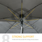 6ft Beach Umbrella, Outdoor Sun Shade Parasol with Push Button Tilt, Ruffled UV50+ Vented Canopy, Dark Grey