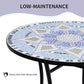 23.6" Mosaic Round Patio Table with Ceramic Tabletop, Outdoor Furniture, Multicolor