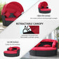 4 Pieces Outdoor Daybed with Retractable Canopy, Wicker Lounger Bed, Conversation Furniture Set, Dark Blue