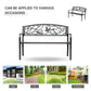 50" Garden Bench Outdoor Loveseat with Vintage Bird Pattern Cast Metal