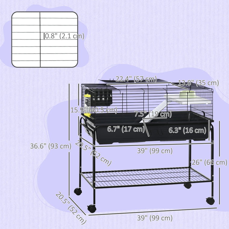 Deluxe Rolling Small Animal Cage & Rabbit Hutch
