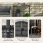 Half Round Side Table, PE Rattan Coffee Table with Metal Frame for Patio, Garden, Balcony, Grey