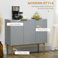 Modern Storage Cabinet Sideboard Buffet Cabinet with Gold Legs for Living Room Dining Room Hallway Grey