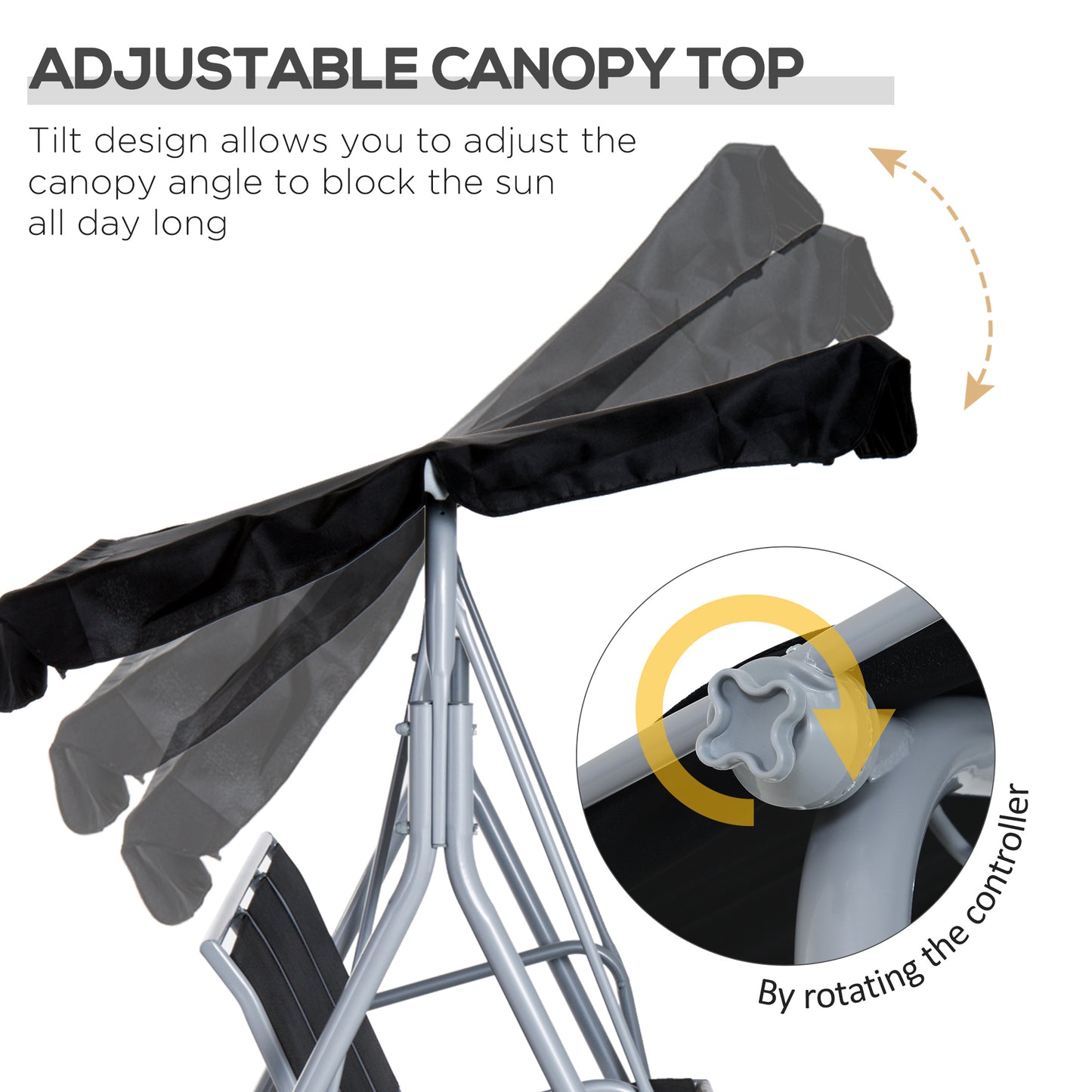 3-Seater Outdoor Swing Chair, Patio Swing, A Frame Porch Swing with Canopy, Garden Hammock Glider Bed, Light Grey