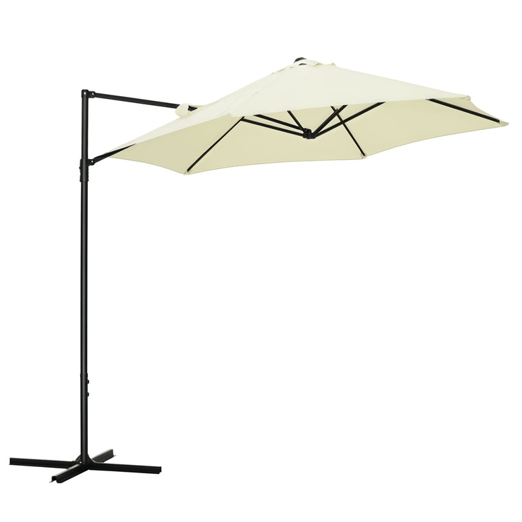 8.5FT Beige Offset Patio Umbrella with 360° Rotation