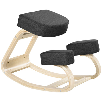 Wood Kneeling Chair with Thick Pads - Black