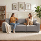 3 Seater Sofa with Storage Pockets, Modern Upholstered Couch with Pocket Springs, Grey