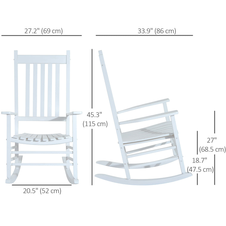 White Wooden Porch Rocking Armchair