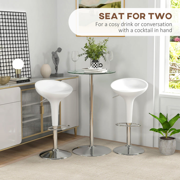 Round Glass-Top Bar Table for 2 - Clear
