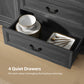 Farmhouse Sideboard with Charging Station, 58" Buffet Cabinet, Kitchen Storage Cabinet with 4 Drawers, 2 Doors, Black