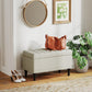 Storage Ottoman, Linen Fabric End of Bed Bench with Button Tufted Storage Bench for Bedroom, Beige