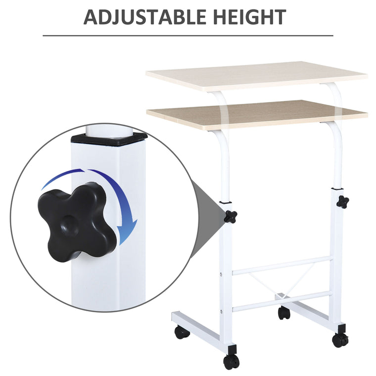 Mobile Standing Desk with Adjustable Height - Natural Wood