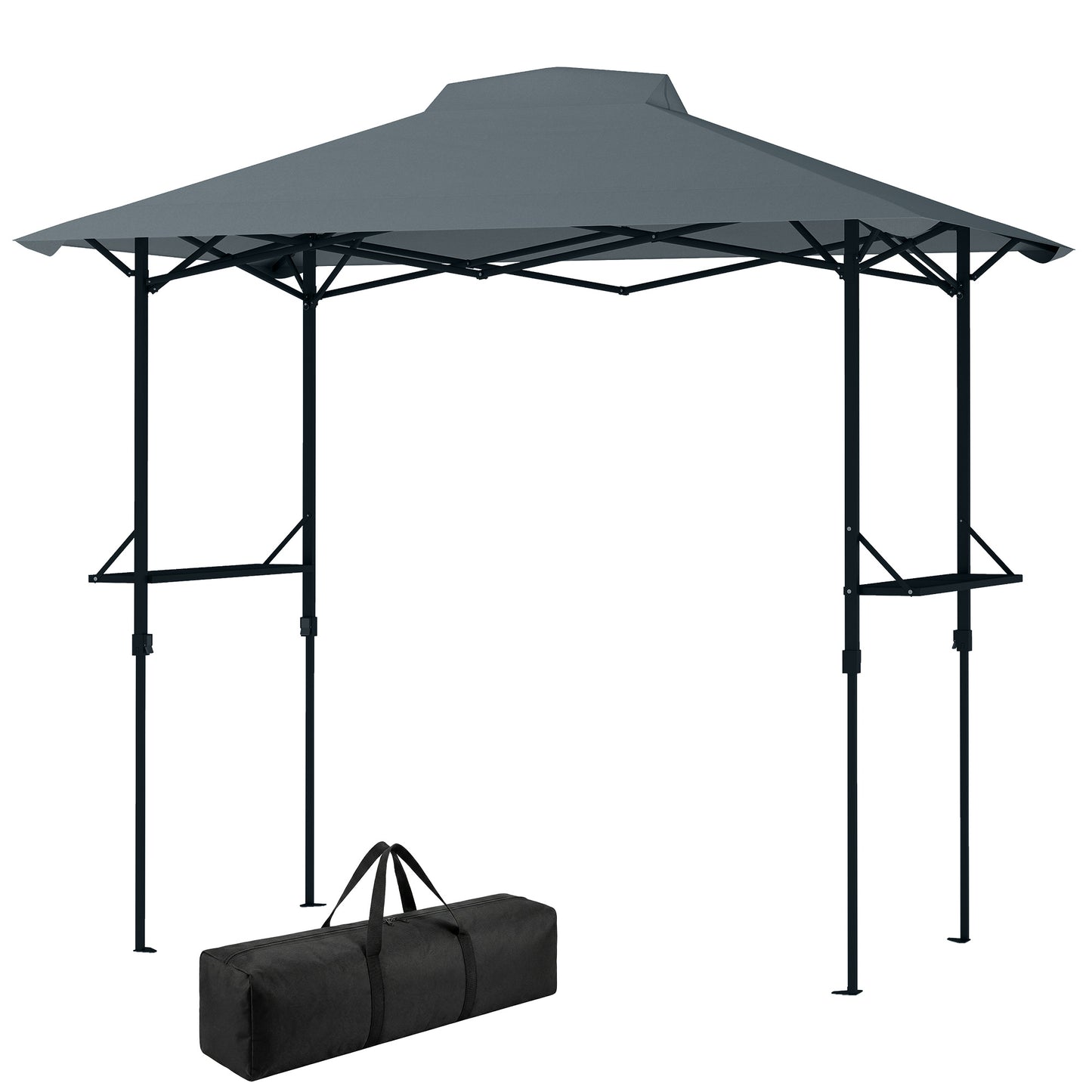 5 x 8.5 ft Pop Up Grill Gazebo with 2 Shelves, UPF 50+ Outdoor Instant Canopy Portable Shelter with Carry Bag, Dark Grey