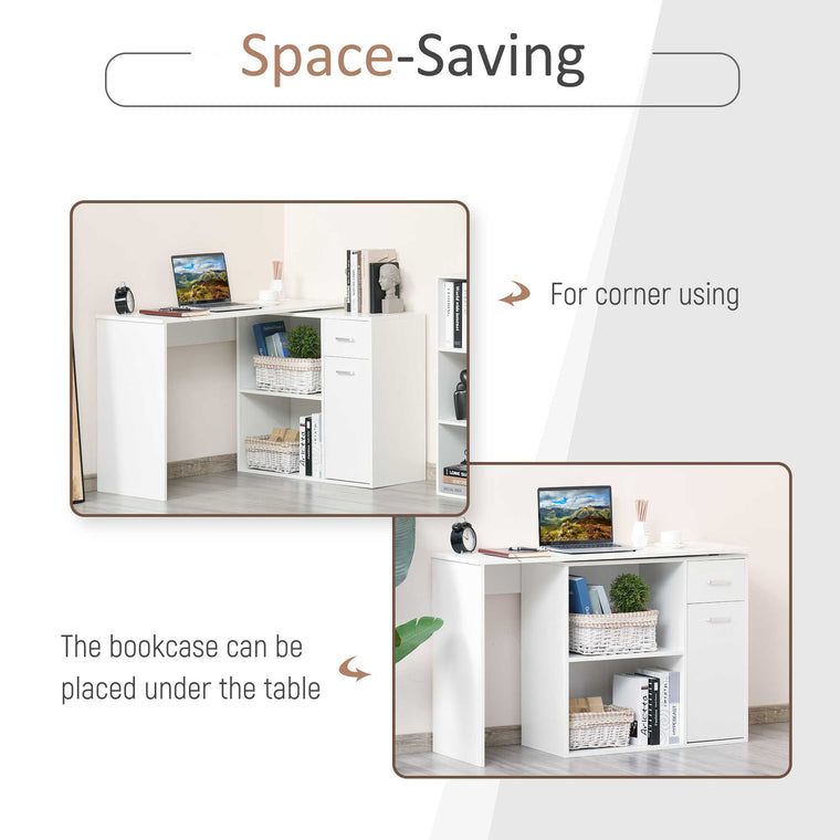 180-Degree Rotating Corner Desk with Storage