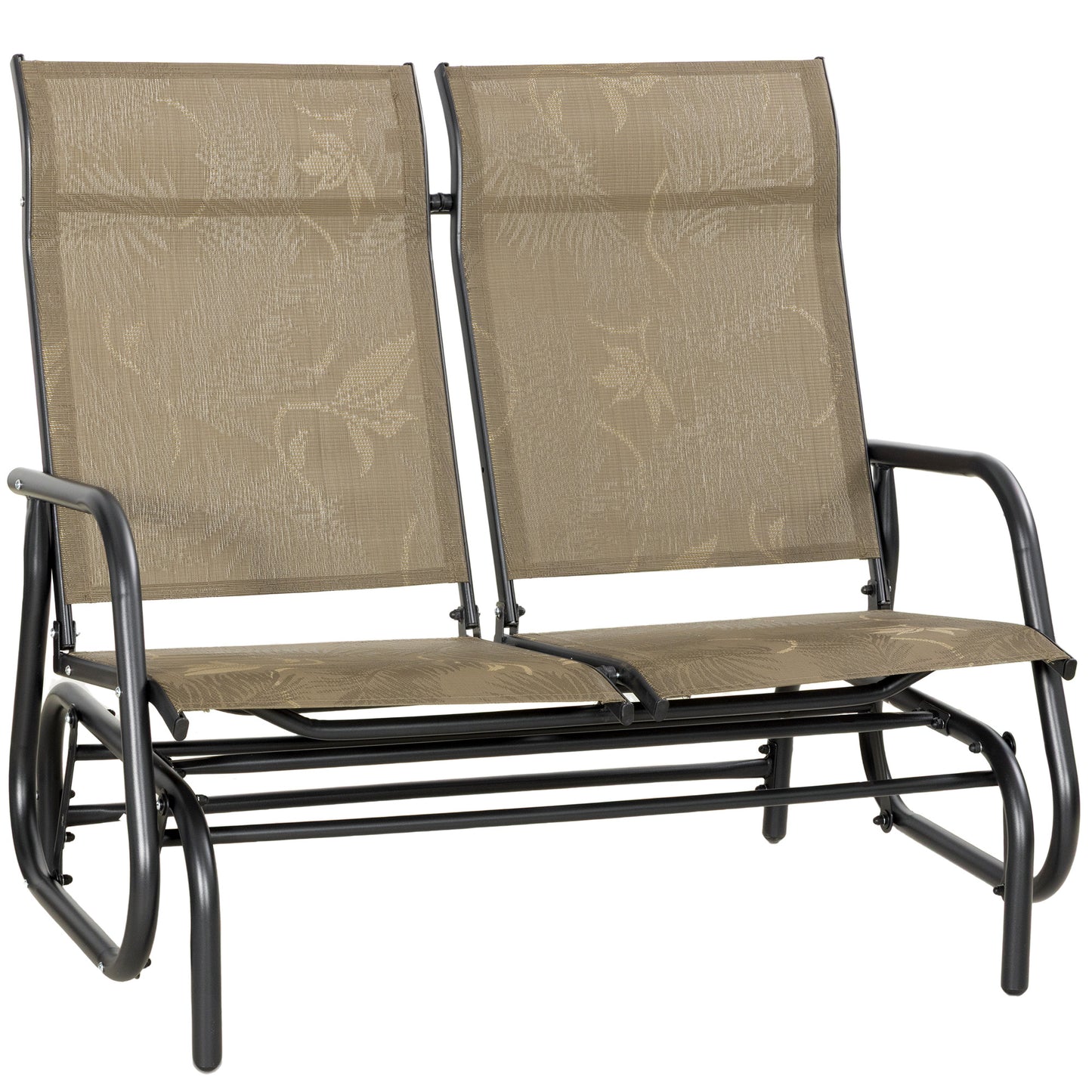Outdoor Glider Bench, Patio Glider for 2 Persons, Brown