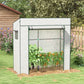 Walk-in Tomato Greenhouse Lean-to Green House with Reinforced PE Cover, Roll-up Door, Mesh Windows, White