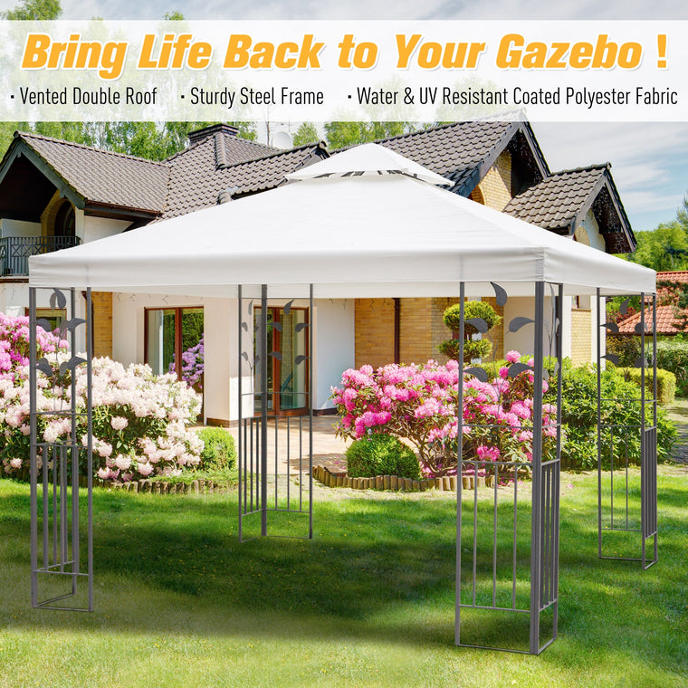 10' x 10' Cream Metal Party Tent with Vented Roof