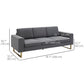 3 Seater Sofa, Linen Upholstered Cozy Padded Couch with Steel Leg, Backrest and Wide Armrest, for Living room, Bedroom, Dark Grey
