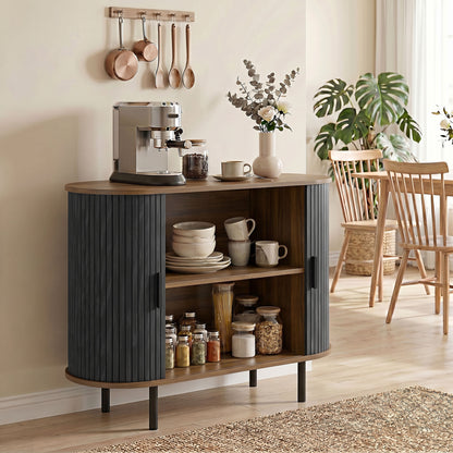 Sideboard Buffet Cabinet with Curved Tambour Doors