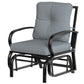 Patio Glider, Outdoor Glider Chair with Cushions, Steel Frame, Curved Armrests, Light Grey