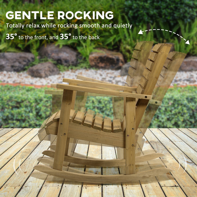 Light Brown Wooden Rocking Chair with Slatted Back