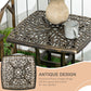 Aluminium Outdoor Side Table with Umbrella Hole, 21" Square Patio Coffee Table End Table, Bronze