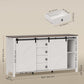 60" Buffet Cabinet, Farmhouse Sideboard with Sliding Barn Doors, Drawers and Adjustable Shelves, Cream White