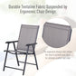 Outdoor Dining Chairs Set of 2, Folding Patio Dining Set with Texteline and Steel Frame for Park Convenient Seat