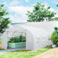 20x10x7ft Walk-in Steeple Greenhouse Outdoor Backyard Plant Seed Growth Tunnel Shed Warm House with 2 Anchor Way White