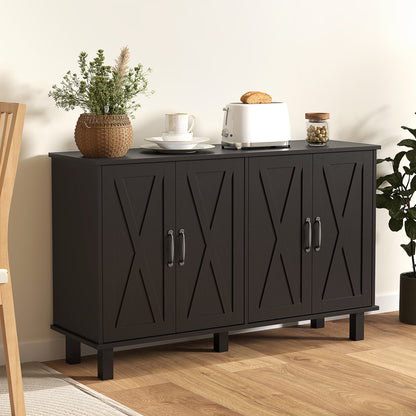 Kitchen Sideboard Cabinet with 4 Barn Doors