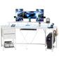 79 inch Gaming Desk with RGB Lights, Computer Table with Power Outlets & USB Ports, Keyboard Tray and 2 Drawers, White