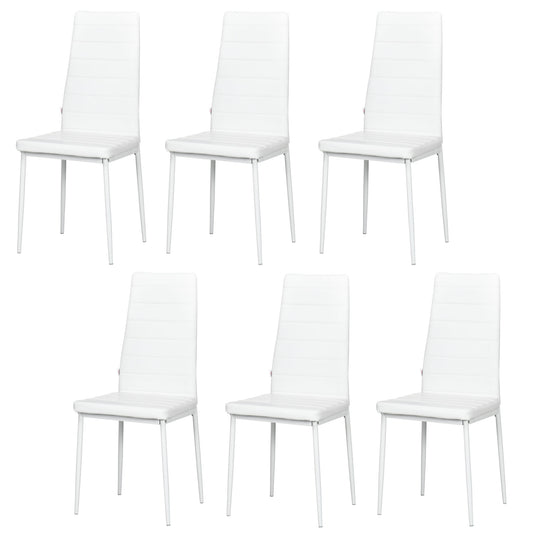 High-Back Upholstered Dining Chairs Set of 6 - White