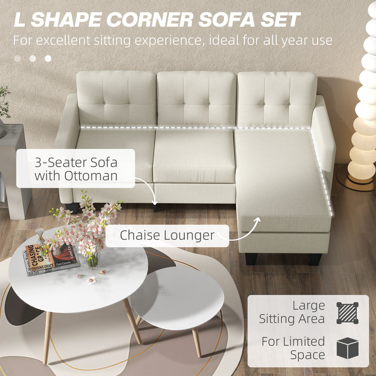3-Seater L-Shaped Sectional with Ottoman