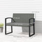2 Seater Outdoor Bench, Rattan Garden Bench Loveseat with Cushion, Armrests, Steel Frame for Patio, Porch, Beige