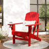 Classic Adirondack Chair, Muskoka Chairs, Garden Deck Chair with Cup Holder for Patio, Indoor, Backyard, Red