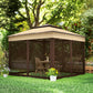 10.7 x 10.7ft Pop Up Gazebo, Adjustable Instant Sun Shelter with UV30+ Roof Cover, Removable Mesh Curtains, Beige