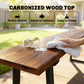 Wood Outdoor Bench for 2 People, 59" Backless Patio Garden Bench with Trapezoidal Steel Legs