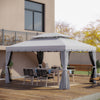 13' x 10' Grey Gazebo with 2-Tier Roof & Mesh Sidewalls