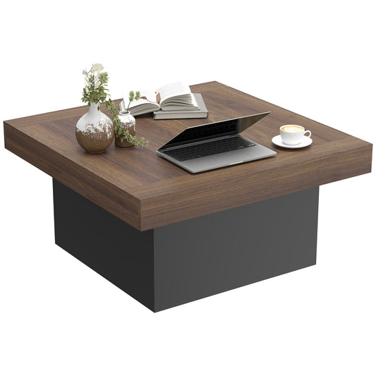 35" Square LED Coffee Table - Walnut